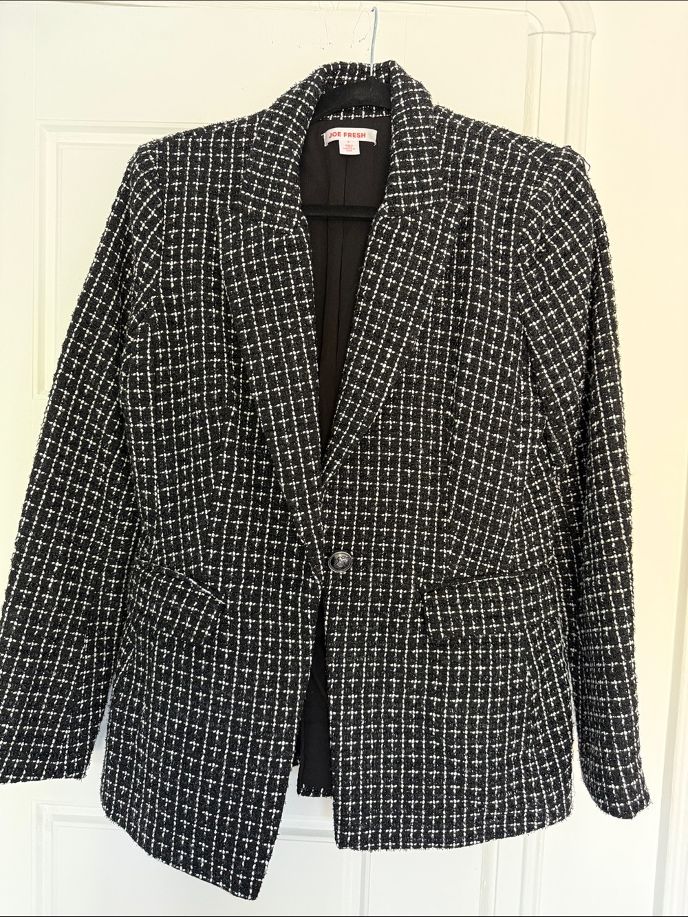 Joe Fresh Black and White Check Tweed Blazer
